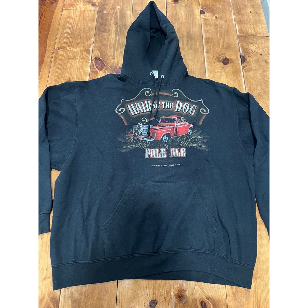 Jerzees NuBlend Hair of the Dog Pale Ale Hoodie Black Graphic Sweatshirt 2XL
